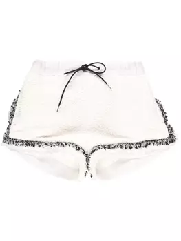 sacai твидовые шорты с завышенной талией, белый