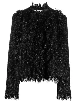sacai твидовый жакет из смесовой шерсти, черный
