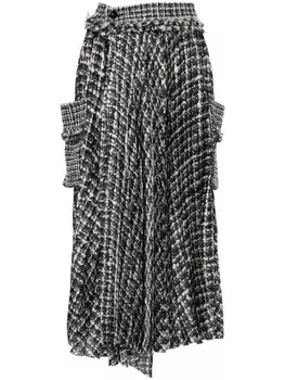 Sacai юбка миди с принтом, синий