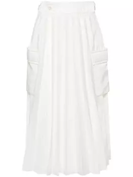 sacai юбка миди со складками, белый
