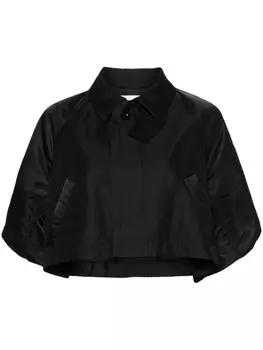sacai укороченный жакет с объемными рукавами, черный