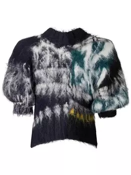 Sacai узорчатый трикотажный топ, черный