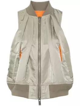 sacai жилет со складками, зеленый