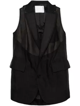 sacai жилет в тонкую полоску, синий