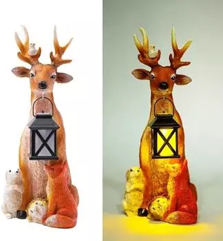 Садовая фигура оленя со светодиодной подсветкой и светодиодным фонарем: уникальное украшение дома для использования в помещении и на открытом воздухе. DIYARTS