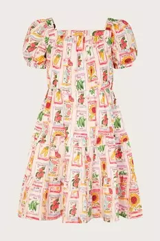 Садовое платье с принтом Monsoon, розовый