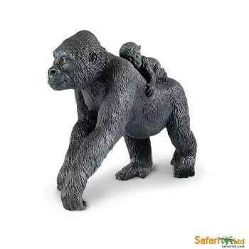 Safari Ltd 294729 Равнинная горилла с детенышем 10,5х4,5х8,5см