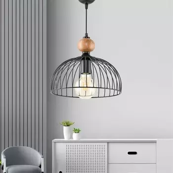 Safir Light Cesta Деревянный Одинарный Подвесной Светильник - Черный