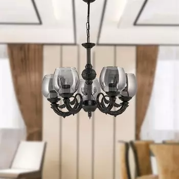 Safir Light Riga Zamak Люстра из дымчатого стекла, 5 предметов - черный