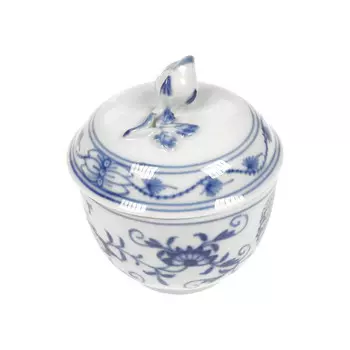 Сахарница Луковый узор кобальтовый - белый край, d: 6 см Meissen, белый синий