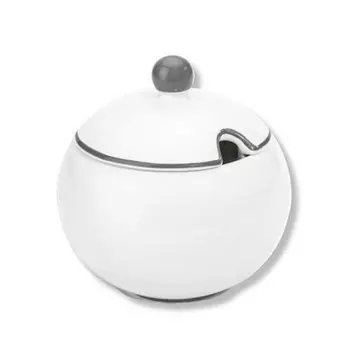 Сахарница с серым краем Classic 10 см Gmundner Keramik, белый/серый