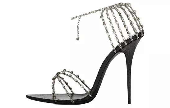 Женские шлепанцы Saint Laurent, серебристый