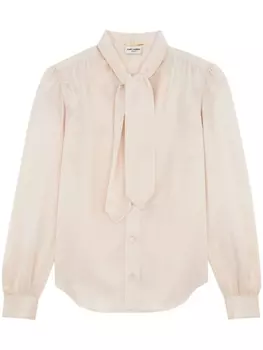 Saint Laurent атласная блузка, белый