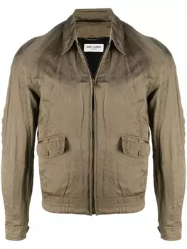 Saint Laurent атласная куртка, зеленый