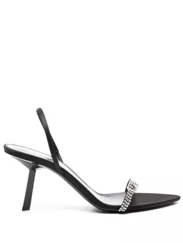 Saint Laurent атласные босоножки Rendez-Vous 75, черный