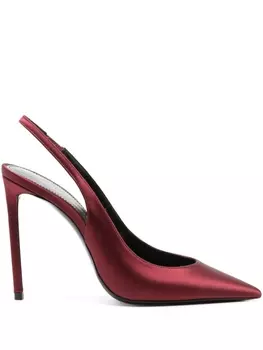 Saint Laurent атласные туфли Zoe 115 с ремешком на пятке, красный