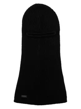 Saint Laurent балаклава в рубчик с нашивкой-логотипом, черный