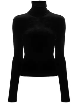 Saint Laurent бархатная футболка с высоким воротником, черный