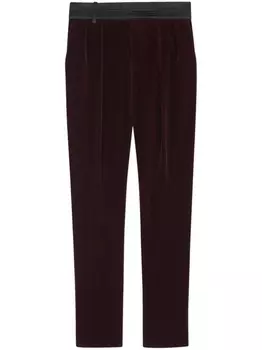 Saint Laurent бархатные брюки узкого кроя, черный