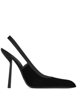 Saint Laurent бархатные туфли Victoire 115 с ремешком на пятке, черный