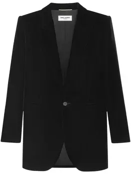 Saint Laurent бархатный блейзер, черный