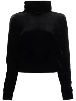 Saint Laurent бархатный топ с воротником-воронкой, черный