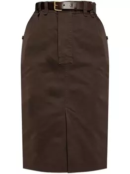 Saint Laurent belted high-waisted skirt, коричневый