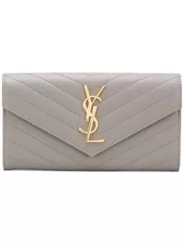 Saint Laurent большой кошелек с клапаном 'Monogram', серый