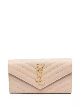 Saint Laurent большой кошелек с монограммой, нейтральный цвет