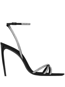 Saint Laurent босоножки Ava 105 со стразами, черный