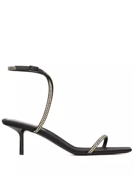 Saint Laurent босоножки Nuit 55 со стразами, черный