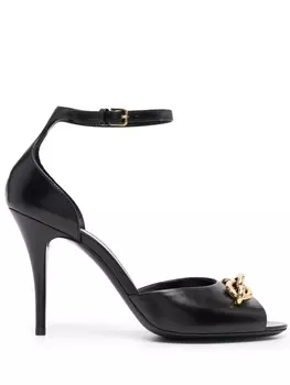Saint Laurent босоножки с цепочным декором, черный