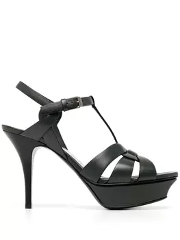 Saint Laurent босоножки Tribute 105 на платформе, зеленый