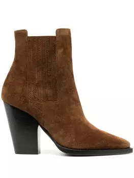 Saint Laurent ботильоны Theo на массивном каблуке, коричневый
