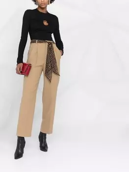 Saint Laurent брюки с поясом, нейтральный цвет