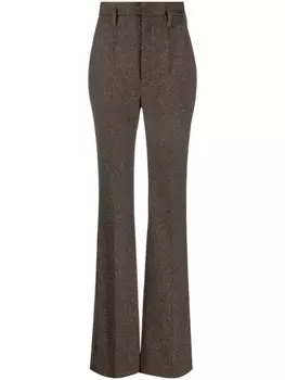 Saint Laurent брюки с узором в елочку, коричневый