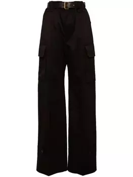 Saint Laurent брюки с вышитым логотипом, коричневый