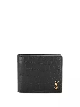 Saint Laurent бумажник с тиснением и декором Monogram, черный
