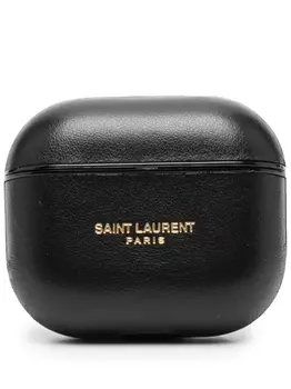 Saint Laurent чехол для AirPods с тисненым логотипом, черный