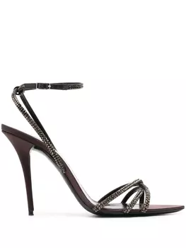 Saint Laurent декорированные босоножки Ava 105, коричневый