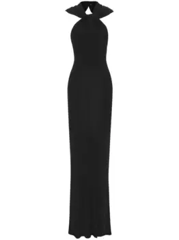 Saint Laurent длинное платье с капюшоном, черный
