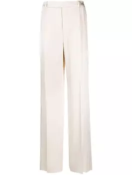 Saint Laurent длинные брюки прямого кроя, нейтральный цвет