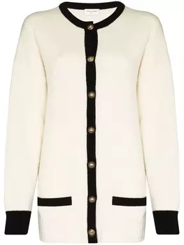 Saint Laurent длинный кашемировый кардиган, белый
