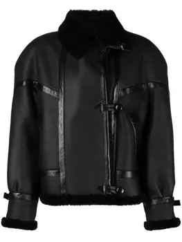 Saint Laurent дубленка с меховой подкладкой, черный
