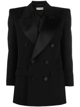 Saint Laurent двубортный блейзер, черный