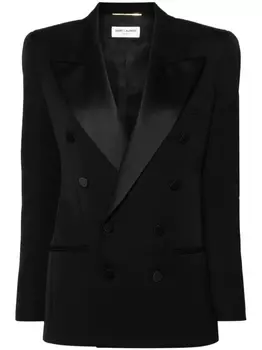 Saint Laurent двубортный блейзер Leger Armure, черный