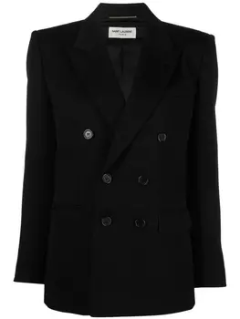 Saint Laurent двубортный блейзер с заостренными лацканами, черный