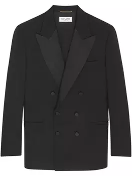 Saint Laurent двубортный блейзер с заостренными лацканами, черный