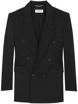 Saint Laurent двубортный блейзер с заостренными лацканами, черный