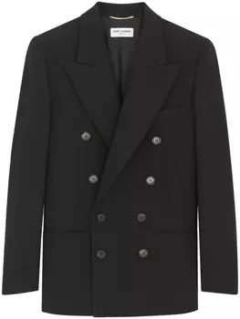 Saint Laurent двубортный габардиновый блейзер, черный